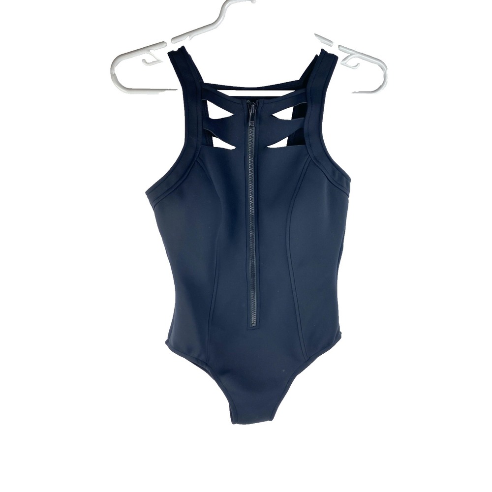 Magicsuit Womens 8 One Piece Bathing Swim Suit Zip Cut Out Stretch Black Beach